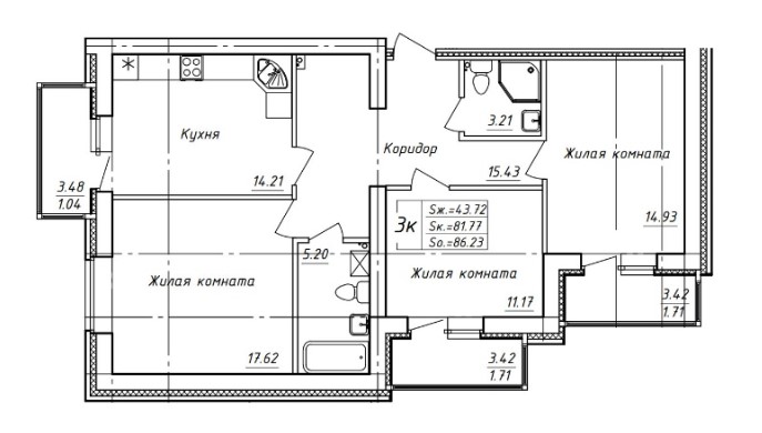 планировка квартиры 86 м2